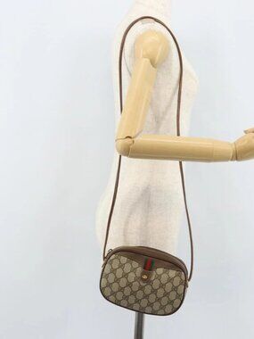 GUCCI GG Supreme Web Sherry Line Bag PVC Beige 007 58 6112 4023 Auth 172298